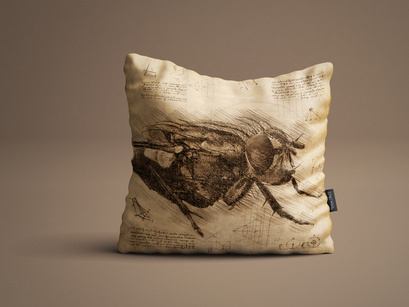 Housefly in Vintage Steampunk Da Vinci Drawing Style