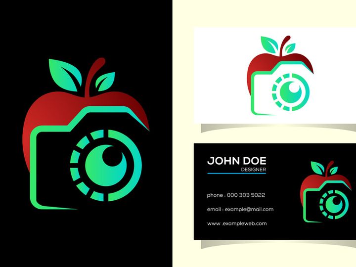 Apple and camera logo sign symbol. Photography logo concept