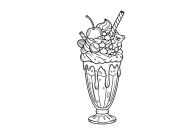 Colorful ice cream sundae with marshmallows and bear vector illustration