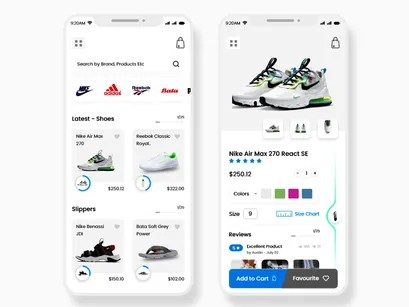 Footwear Online Shopping Mobile App UI Kit