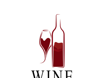 Wine bottle and glass logo design icon preview picture