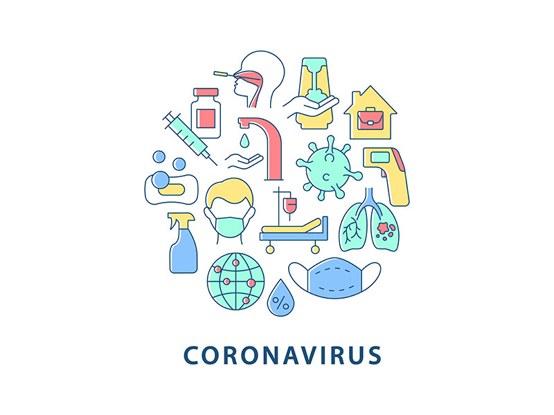 Coronavirus abstract color concept layout with headline