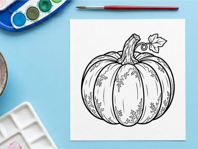 Cozy autumn pumpkin with leaf. Warm seasonal harvest decoration.