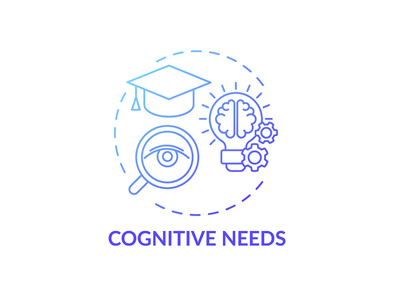 Cognitive needs blue gradient concept icon