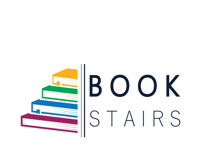 book stairs logo, or library for bookstores, book companies, publishers, encyclopedias, libraries, education, digital books, vectors