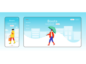 Boots landing page flat color vector template preview picture