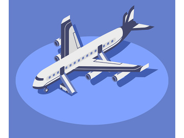 Commercial airplane isometric color vector illustration preview picture