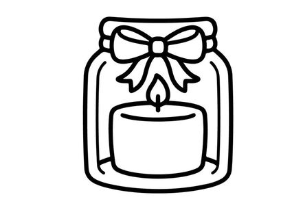 Candle in a glass jar icon. Decorative lantern illustration with a bow.