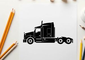 Silhouette of a semi truck with trailer