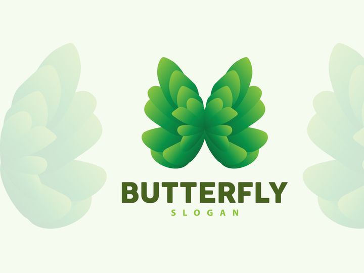 Butterfly Logo Design Beautiful Flying Animal, Company Brand Icon Illustration