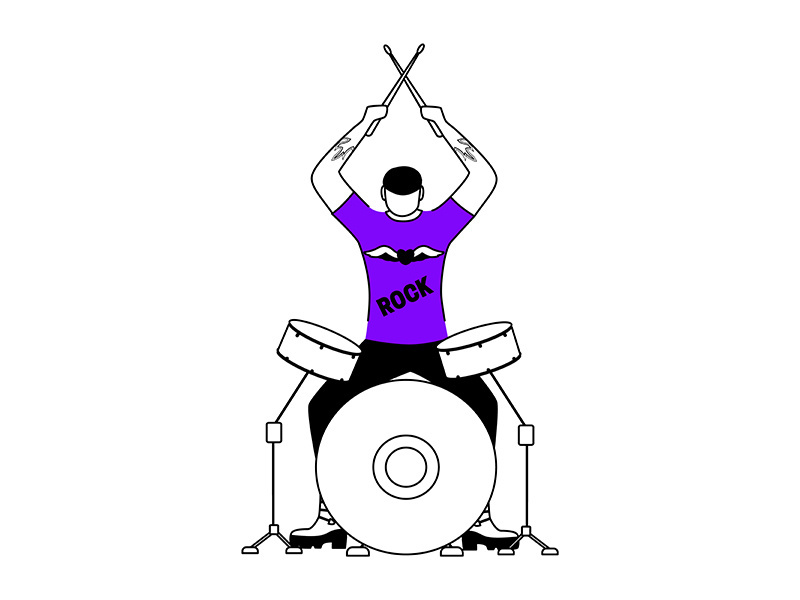 Drummer flat contour vector illustration