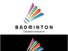 Modern Badminton logo design with Dynamic Shuttlecock and Racket, for championship, sport, sports shop, badminton school, business, company, tournament