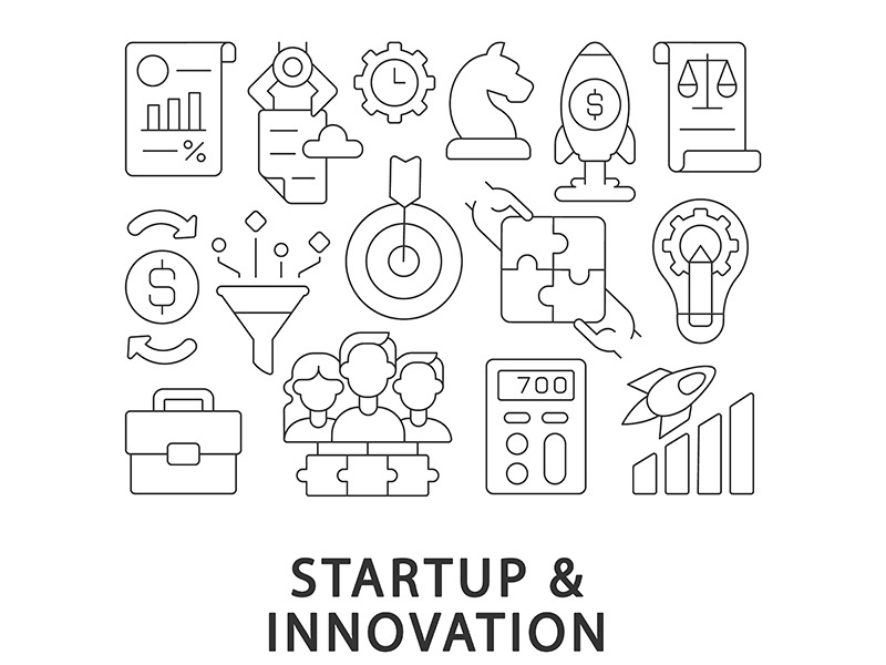Startup and innovation abstract linear concept layout with headline