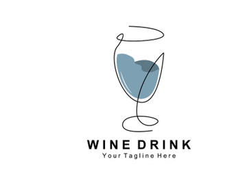Beverage Wine Logo Design, Glass Illustration, Alcohol Drink Bottle, Company Product Vector preview picture