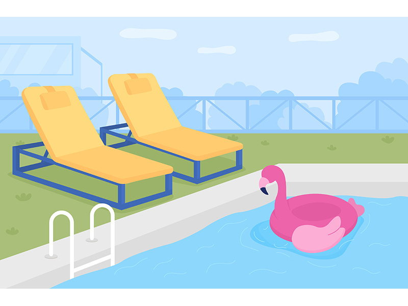 Public swimming bath flat color vector illustration