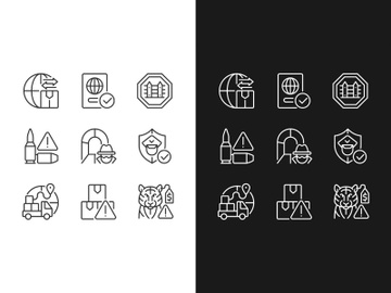 International trading linear icons set preview picture