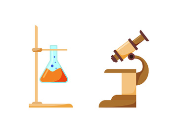 Scientist equipment flat color vector object set preview picture