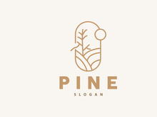 Pine Tree Logo, Luxurious Elegant Simple Design