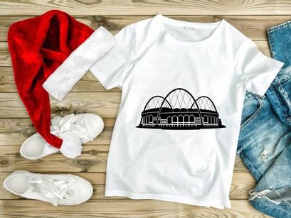 Black and white illustration of a large glasshouse with three domes