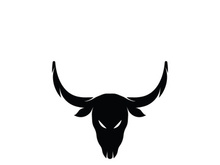 Retro vintage bull head horns logo.