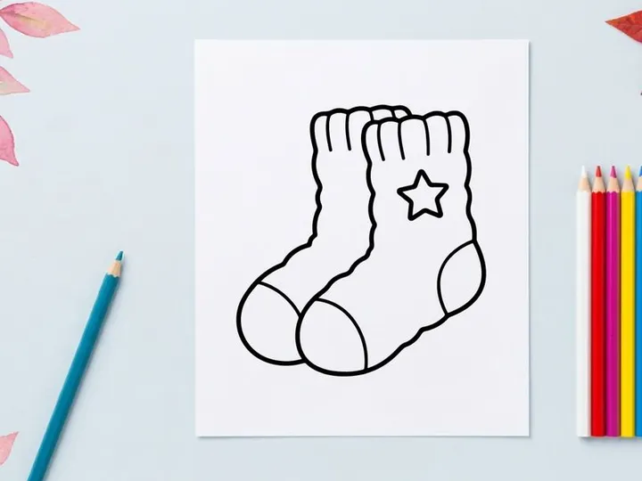 Handgezeichneter Weihnachts-Socken mit Stern-Dekoration für festliches Geschenk- und Feiertags-Design