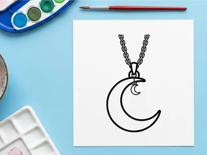 Minimalist crescent moon and star pendant necklace on chain. Delicate celestial jewelry for women with elegant gold tone finish.