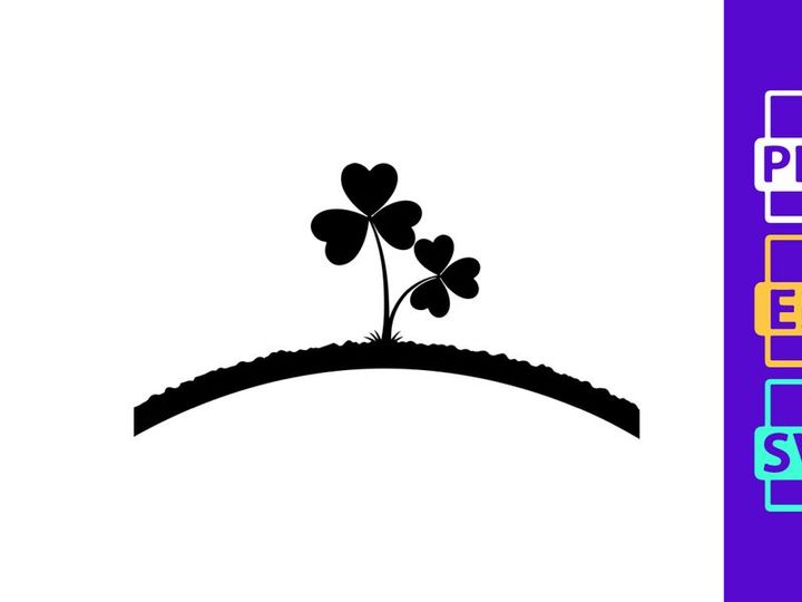 Three heart-shaped leaves on hill silhouette love nature minimal