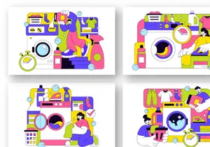 10 Laundry Room Vector Illustration