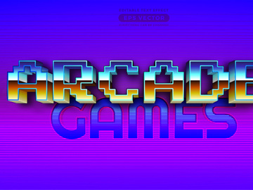 Arcade games retro editable text effect style with vibrant theme concept for trendy flyer, poster and banner template promotion preview picture
