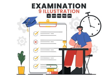 9 Examination Vector Illustration