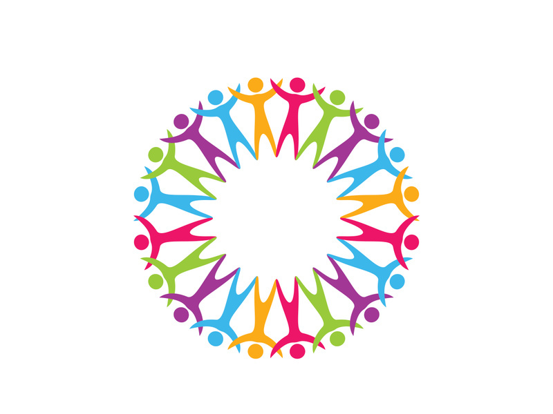 community logo design colorful with  logo vector icon