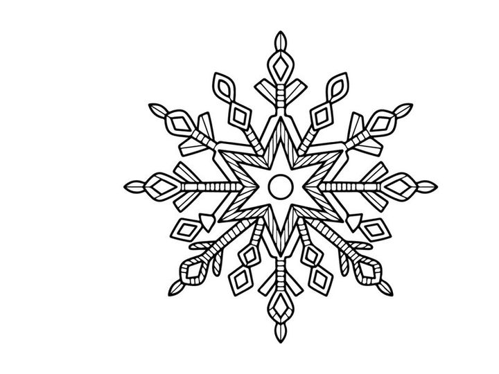 Hand-drawn snowflake icon for Christmas holiday greeting card and winter decoration design