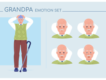 Stunned grandpa semi flat color character emotions set preview picture