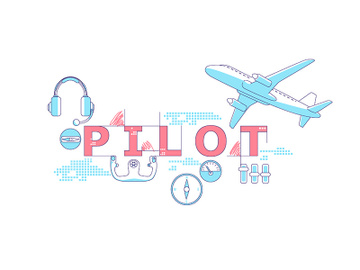 Pilot word concepts word concepts thin line vector banner preview picture