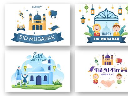 20 Happy Eid Al-Fitr Mubarak background illustration