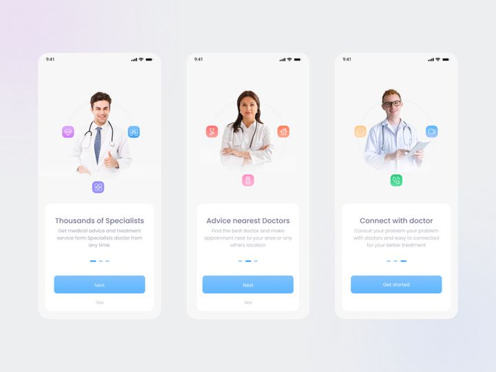App Onboarding Screens iOS UI Kit - Doctor Mobile App