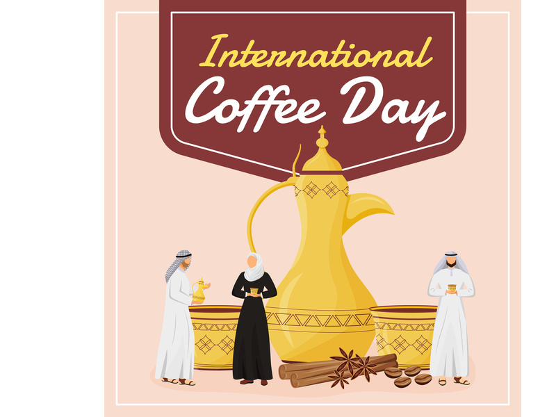 International coffee day social media post mockup