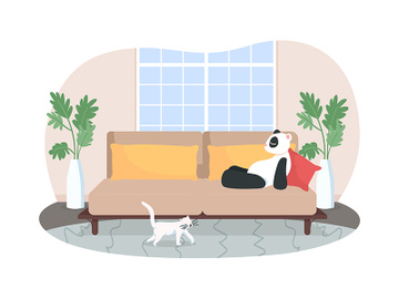 Lounge room 2D vector web banner, poster preview picture