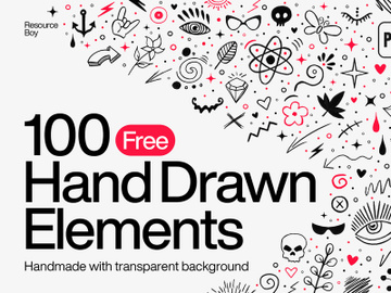 100 Free PNG Hand Drawn Elements preview picture