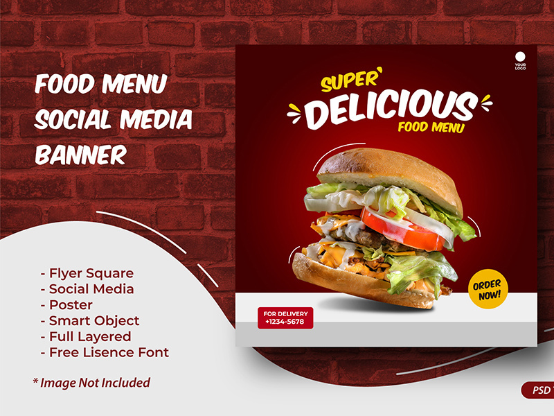 Food menu promotion social media banner template