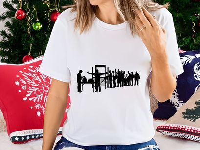 Execution scene with a line of people waiting for capital punishment or a firing squad