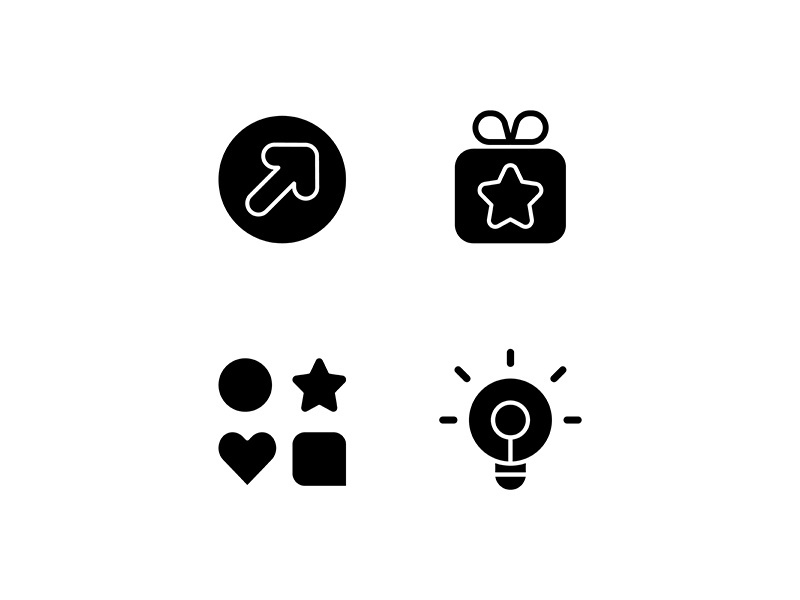 Mobile application comfortable interface black glyph icons set on white space