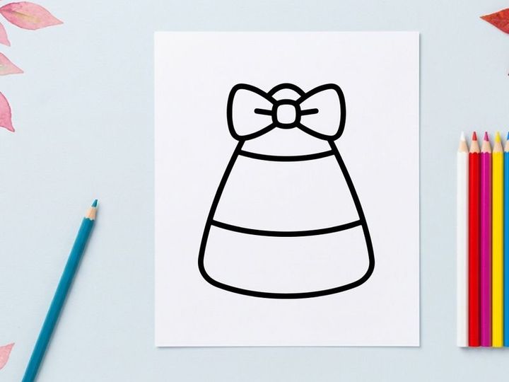 Candy corn icon with a bow. Halloween treat graphic for holiday design projects.