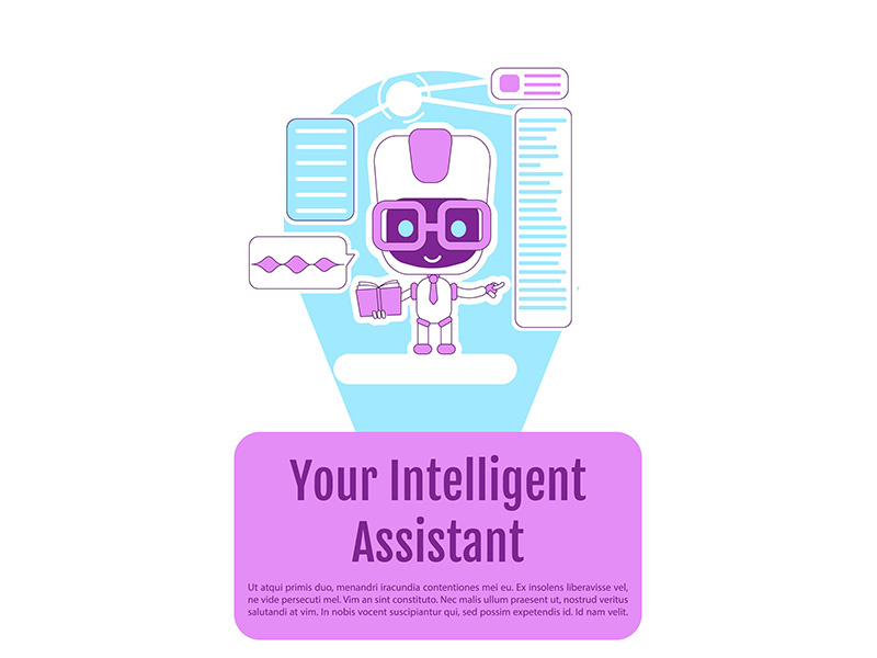 Personal assistant bot poster flat silhouette vector template