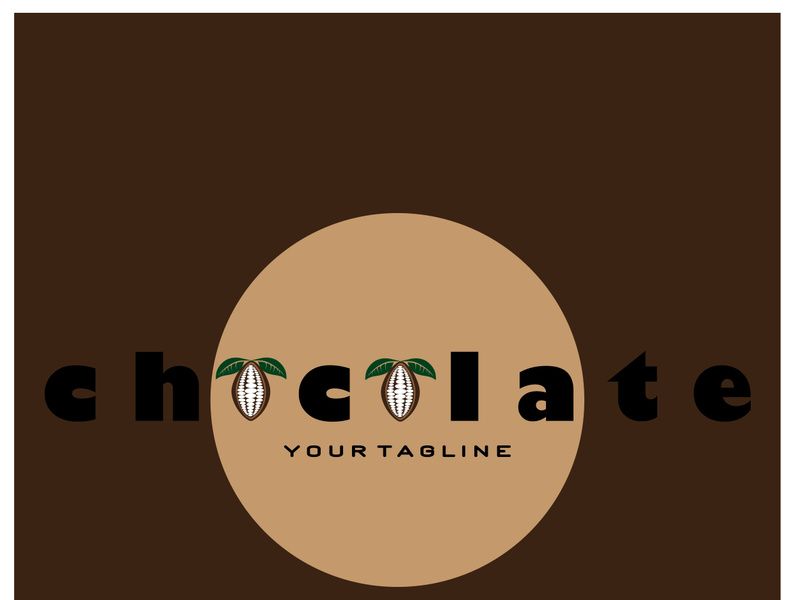 cocoa logo,cocoa bean,cocoa tree,cocoa branches and leaves,chocolate mix on white background,vintage,modern,simple,minimalist icon illustration template design vector