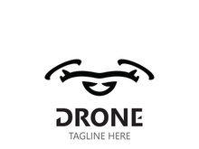 Drone aerial with camera vector template icon. logo photography drone vector. quadcopter flat style illustration