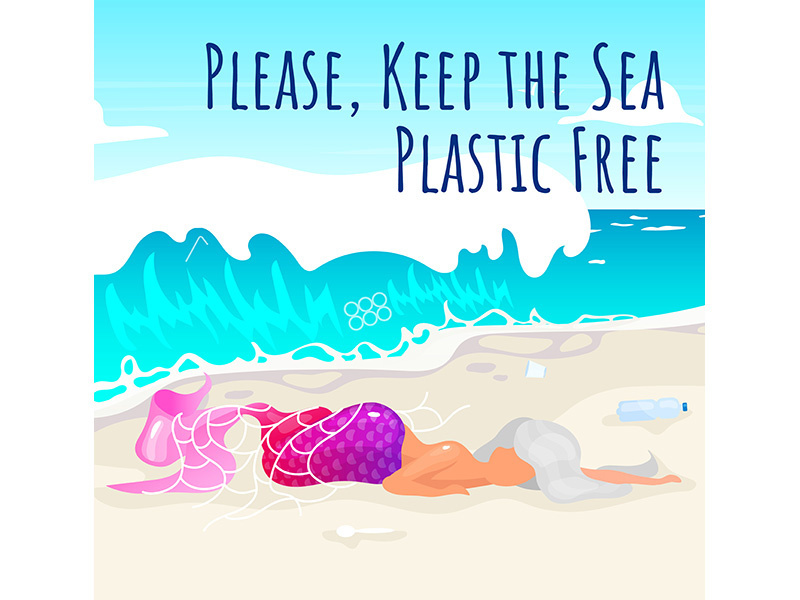 Keep sea plastic free social media post mockup