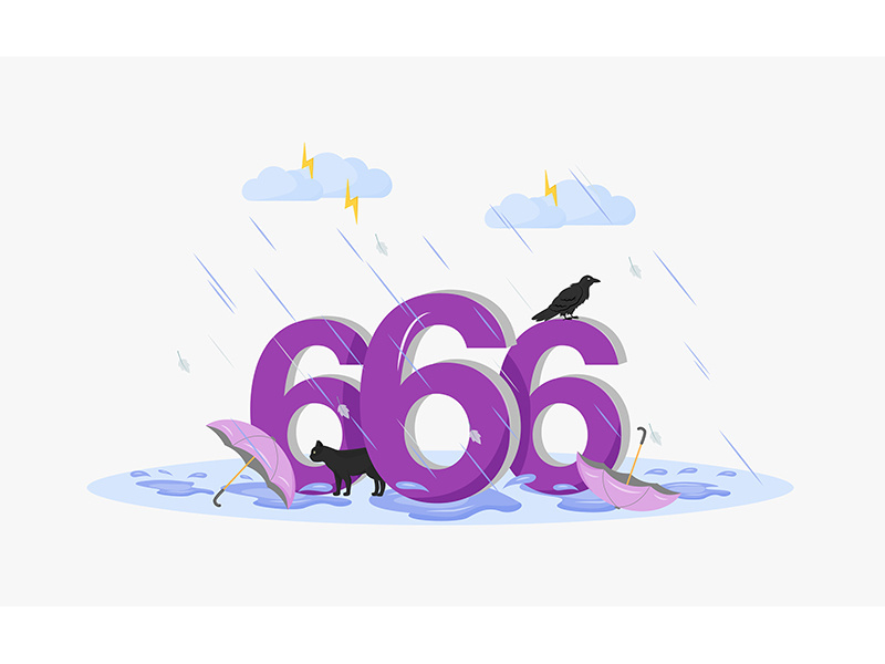 Satan number flat concept vector illustration
