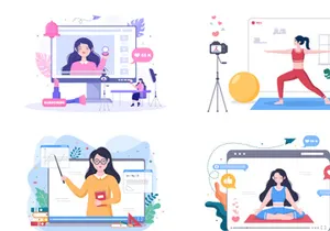 24 Content Creator Online Blogger Vector Illustration