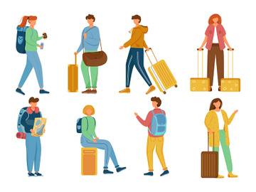 Travellers flat vector illustrations set preview picture